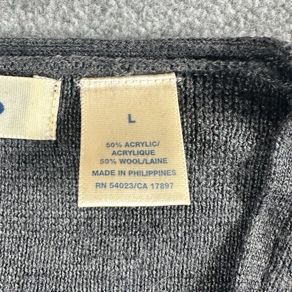 Vtg Y2K Old Navy Gray Wool Blend V-Neck Sweater Women’s L Small Minimalist Basic - Picture 4 of 10